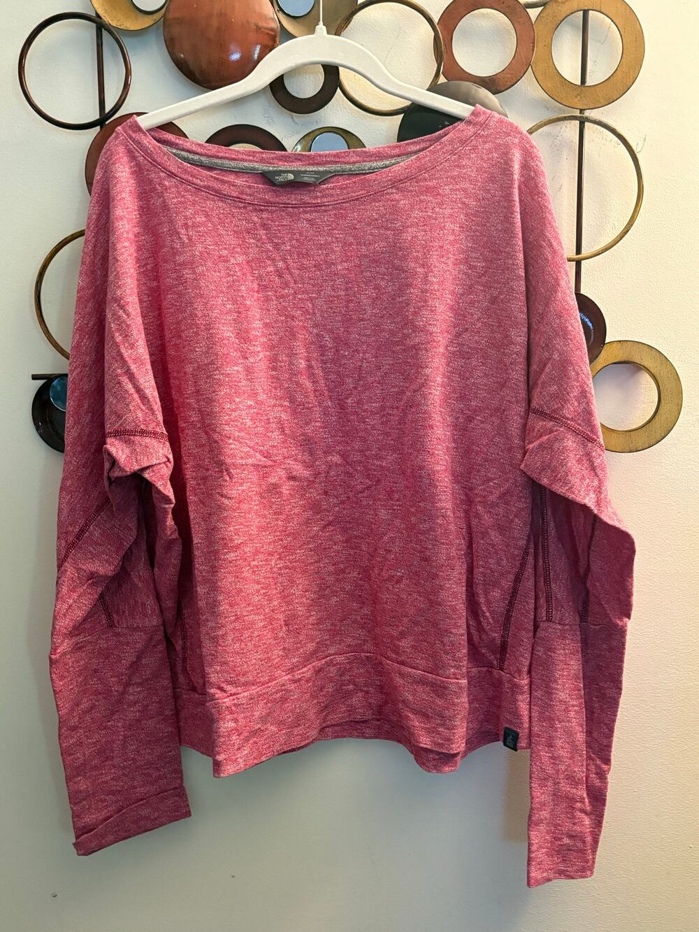North Face women’s long sleeve light weight sweatshirt dark pink xl